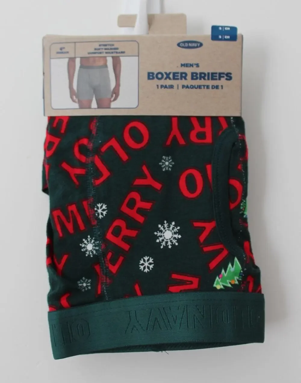 Old Navy Mens Soft-Washed Boxer Briefs Merry Christmas Size S NWT